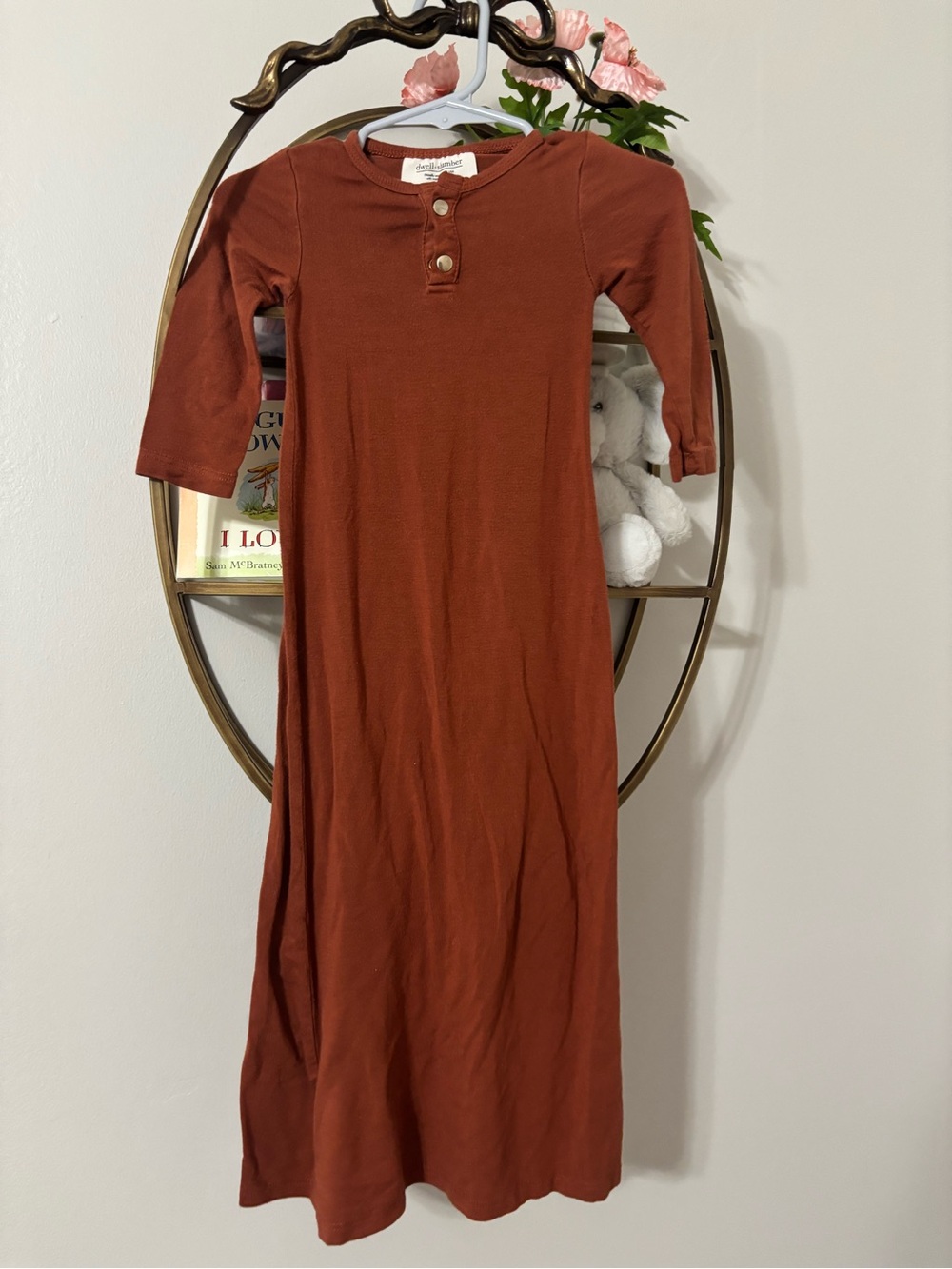 Girls' Long Sleeve Rust Sleep Gown by